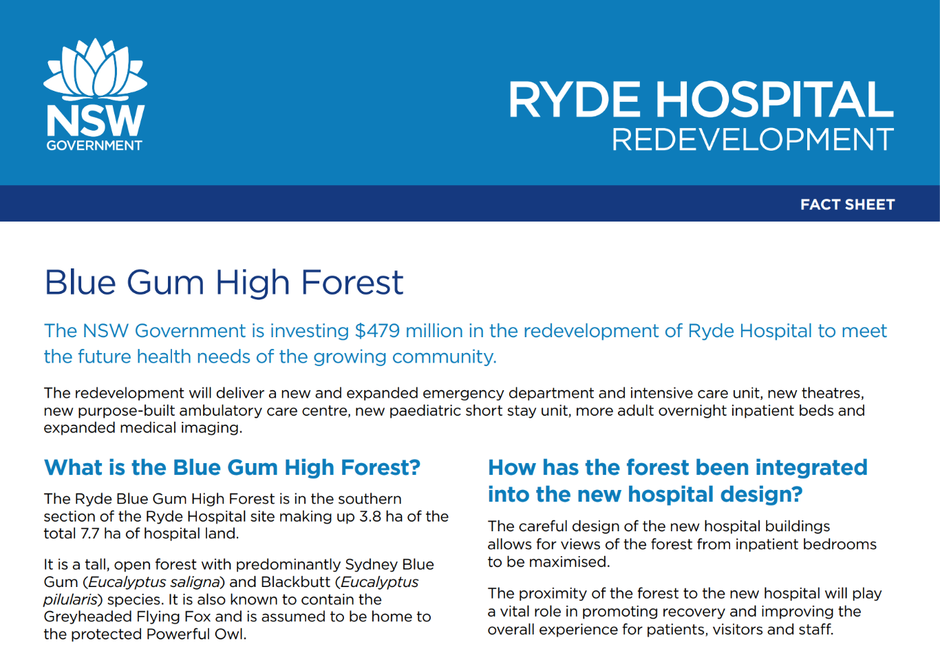 Blue Gum High Forest Fact Sheet